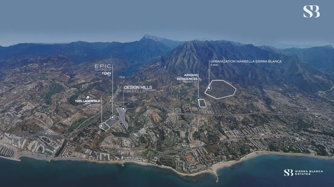 Map showing Armani Residences Marbella location relative to other Golden Mile developments