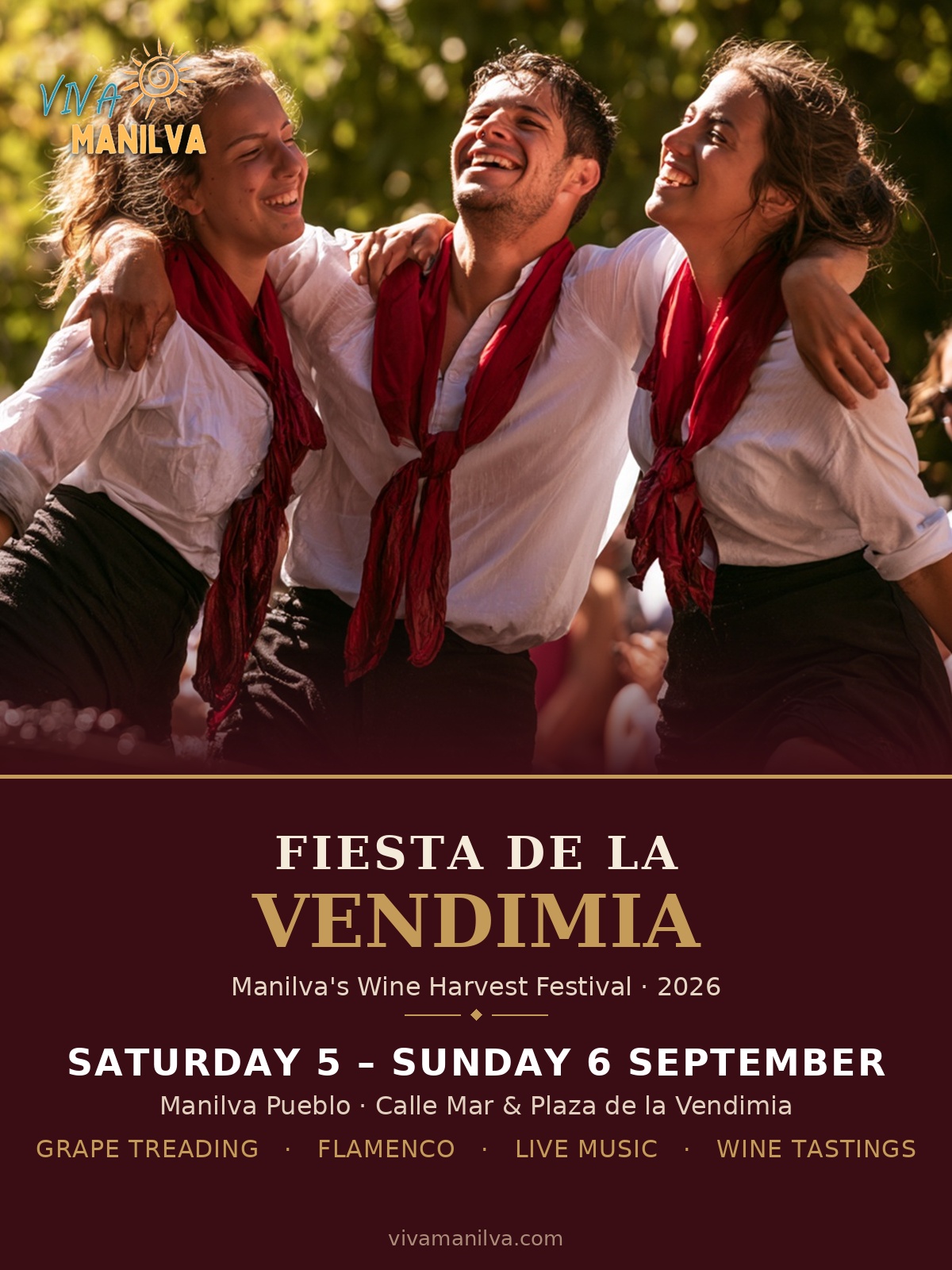 Offizielles Plakat des Manilva Wine Harvest Festival, 5. bis 6. September 2026