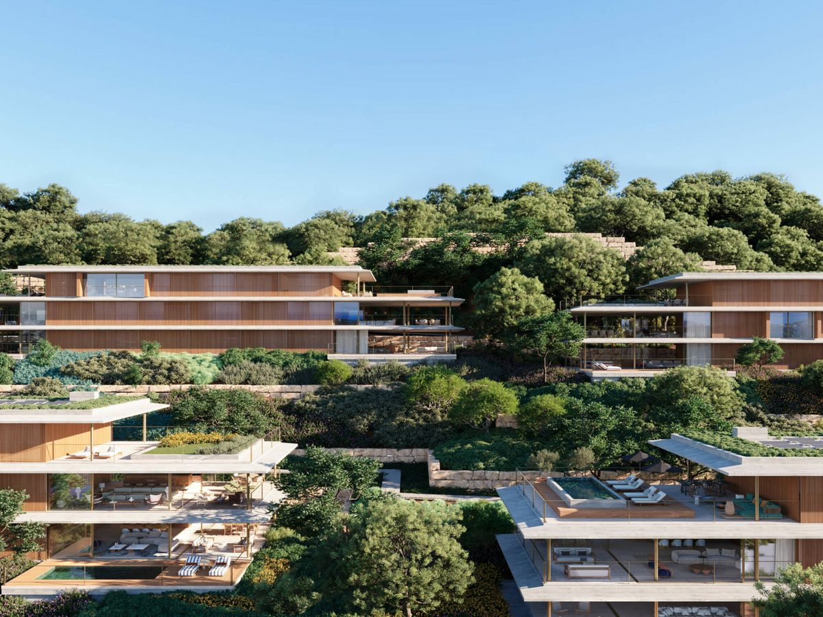 Las residencias The St. Regis en Finca Cortesín, Casares, viviendas adosadas entre árboles